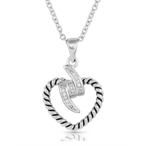 NEW MONTANA SILVERSMITHS women's electric love heart necklace in silver - Picture 1 of 1